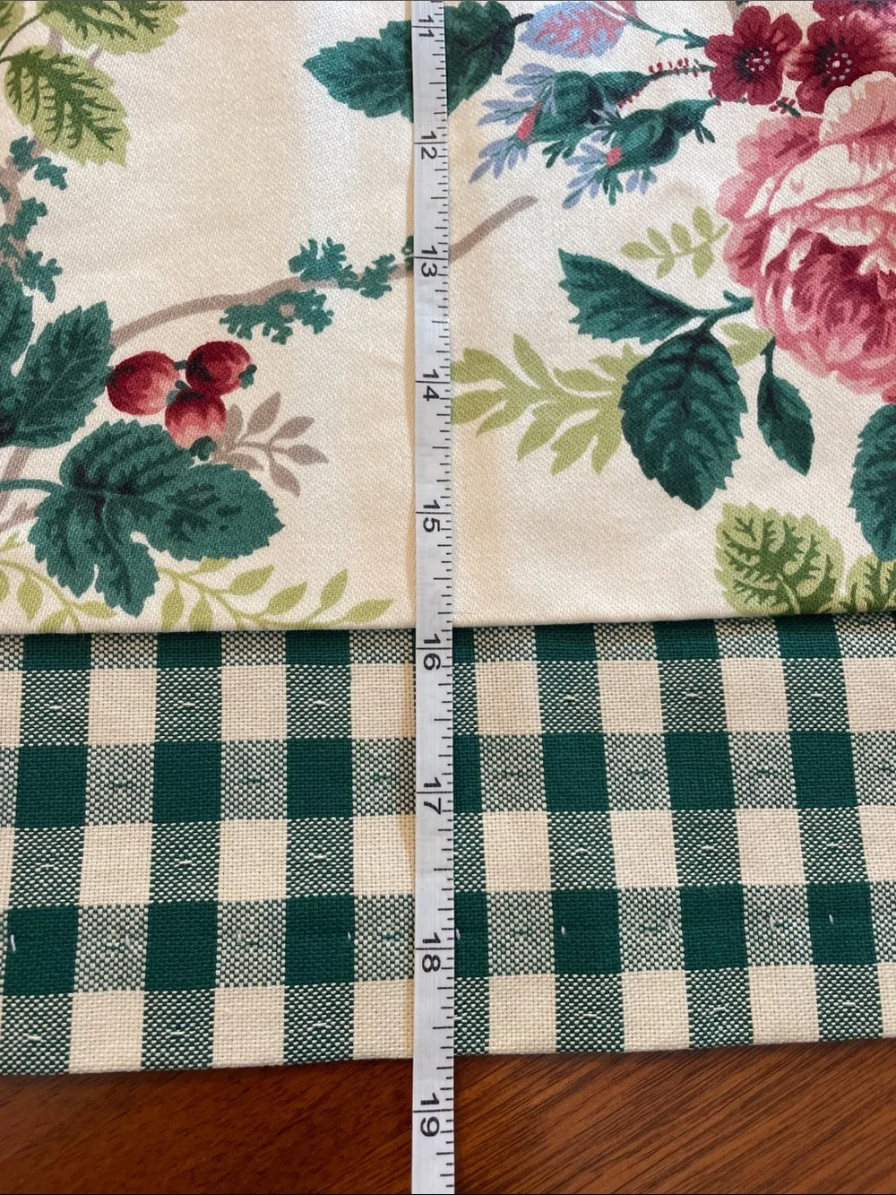 WAVERLY Vintage Pleasant Valley Floral Gingham Curtain Swag Valance Panels